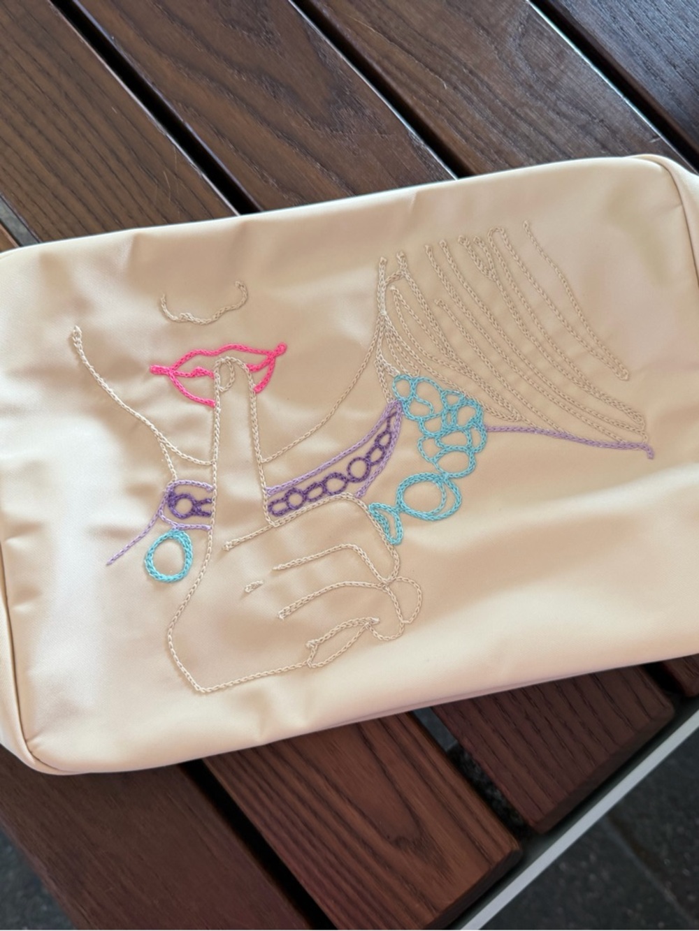 Custom Embroidered Hannah Montana Cream Large Stoney Clover Pouch